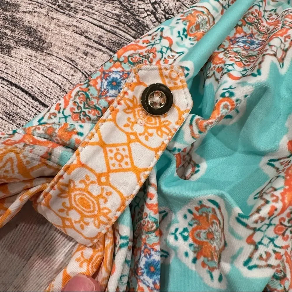 Cabana Life Blue and Orange Tunic / Dress / Cover Up, Swim Material; Size Large